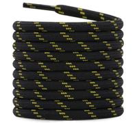 DELELE 2 Pairs of Thick Round Climbing Shoelaces Black Yellow Dots Hiking Shoe Laces Boot Laces 61.02 Inches
