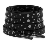 DELELE 2 Pairs Reflective Shoelace Flat Safety Laces for Shoes Sneakers Boots, 08 Star Dot Black, 47 inch (120CM)