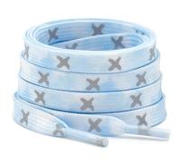 DELELE 2 Pairs Reflective Shoelace Flat Safety Laces for Shoes Sneakers Boots, 16 X Light Blue, 71 inch (180CM)