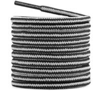 DELELE 2 Pairs Round Boot Laces Outdoor Hiking Walking Shoelaces Rope Dual Coloured Striped Shoe Lace Work Shoe Strings, 13 White Black, 71" Inch (180CM)