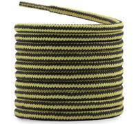 DELELE 2 Pairs Rugged Wear Boot Laces Outdoor Hiking Shoelaces Round Rope Bright Yellow Black Striped Shoe Lace Boot Shoe Strings 63 inches