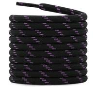 DELELE 2 Pairs Thick Round Climbing Shoelaces Black Purple Dots Hiking Shoe Laces Boot Laces 37.40 Inch