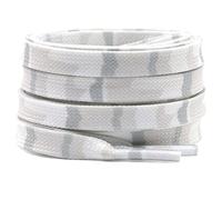 DELELE Animal Print Flat Shoelaces: Colored Pattern Sneakers Shoe Laces 2 Pair, 08 White Grey Camouflage, Medium