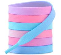 DELELE Flat Colorful Printed Shoelaces: Gradient Rainbow Sneakers Shoe Laces 2 Pair, 14 Blue Pink Gradient, 55 inch (140CM)