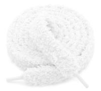 DELELE Soft Flat Fuzzy Shoelaces: Wide Hollow Thick Furry Shoe Laces 1 Pair, 01 White, 39 inch(100CM)