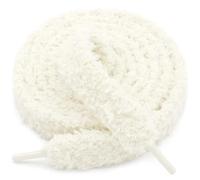 DELELE Soft Flat Fuzzy Shoelaces: Wide Hollow Thick Furry Shoe Laces 1 Pair, 03 Cream White, 47 inch(120CM)