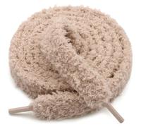 DELELE Soft Flat Fuzzy Shoelaces: Wide Hollow Thick Furry Shoe Laces 1 Pair, 07 Light Tan, 63 inch(160CM)