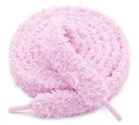 DELELE Soft Flat Fuzzy Shoelaces: Wide Hollow Thick Furry Shoe Laces 1 Pair, 10 Light Pink, 63 inch(160CM)