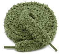 DELELE Soft Flat Fuzzy Shoelaces: Wide Hollow Thick Furry Shoe Laces 1 Pair, 17 Dark Green, 63 inch(160CM)