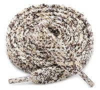 DELELE Soft Flat Fuzzy Shoelaces: Wide Hollow Thick Furry Shoe Laces 1 Pair, 23 Brown Khaki White, 55 inch(140CM)