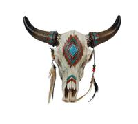 DeLeon Collections Southwest Style Decorated Steer Skull Wall Hanging