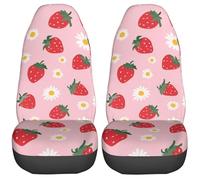 Delerain Car Seat Covers Set 2Pcs, Strawberry Flowers Universal Front Car Seats Vehicle Enterior Protector Suitable Fits Most Car Auto SUV Sedan Truck