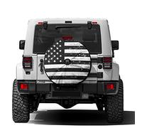 Delerain Spare Tire Cover with Backup Camera Hole Black White American Flag Wheel Covers Waterproof Dust-Proof UV Sun Universal Fit for Trailer RV SUV Truck (18 Inch for Diameter 32"-34")