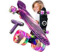 Deleven 22" Skateboard with Bright LED Wheels, Carry Bag, Skate Tool, ABEC 7 Bearings - for Kids Beginners Adults