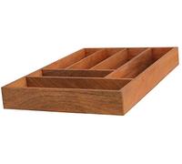 Delex Cutlery Tray Kitchen Drawer Organiser Handmade Solid Mango Wood Storage (6 Compartments)