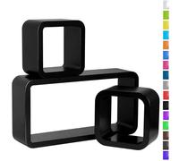 Delex® Elegant Design Set of 3 Cube Floating Shelves with Retro Design Wall Mounted Display Shelf Black