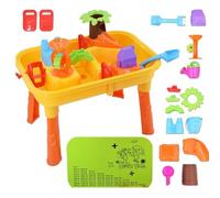 Delex Sand and Water Table for Toddlers with Lid, Double Compartment and Accessories for Childrens Yellow/Orange