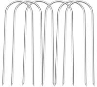 Delex Trampoline Anchor Kit Heavy Duty U Shaped ground anchor Tent Pegs Stakes, Galvanized Steel Trampoline Tie Down Kit for Soccer Goals, Garden Decoration (6 Silver)