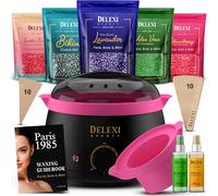 DELEXI Premium All-in-One Waxing Kit for Women | Salon Quality 5-Pack Hard Wax Beads For Brows, Bikini, Legs, & More + Silicone Wax Kit Accessories