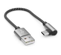 deleyCON 0.15 m USB A to USB C Cable - USB-C Male 90° Angled - Short 15 cm USB-A to USB-C Charging Cable for iPhone 15 16 Pro Max Samsung S24 S23 S22 Pixel iPad Pro MacBook Air Tablets Switch PS5