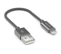 deleyCON 0.15m (5.91 Inch) Lightning 8 Pin USB Charging Cable Apple MFI for iPhone 12 Pro Max 12 Pro 12 Mini 11 Pro 11 Pro Max 11 SE 2. Gen. XR XS Max XS X Metal Plugs & Nylon Cable - Grey
