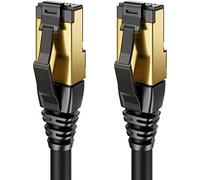 deleyCON 0.25m (9.84 Inch) CAT8.1 Patch Cable Network Cable RJ45 LAN DSL Cable S/FTP Shielding 2000MHz 40Gbit CAT.8.1 Ethernet Cable RJ45 Plug Gold Plated - Black