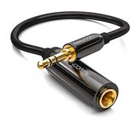 deleyCON 0.2m (7.87 Inch) Stereo Audio Jack Adapter Cable - 3.5mm Jack Connector to 6.3mm Jack Socket - Gold-Plated Jack Plug & Socket - Black