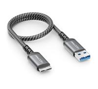 deleyCON 0.30 m USB 3.0 Micro B Cable Short 5Gbps - USB A to Micro B Male - Data Cable for External Hard Drive HDD SSD - for Toshiba, WD, Seagate, Samsung Galaxy S5 / Note 3 / Note Pro 12.2 etc