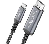 deleyCON 0.5 m USB-C to DisplayPort Cable Short (4K @ 60Hz, 2K @ 165Hz) - for DisplayPort Monitors - MST, Thunderbolt 3/4, for iPhone 17,16,15, Notebook, MacBook, iPad Pro/Air, Galaxy S25 S24