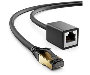 deleyCON 0.5m CAT8.1 Ethernet Cable - Black, 40 GBit/s, 2000 MHz, S/FTP Shielded, RJ45 Connector, Compatible with Routers, Switches, Gaming, Streaming, Professional Use