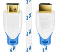 deleyCON - 1.5m (4.92 ft.) - 8K HDMI 2.1 Cable 48G - Nylon - 8K@60Hz / 4K@120Hz / 1080P@240Hz - 7680x4320p Dolby DTS HDR eARC CEC UHD-2 Ethernet - White