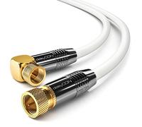 deleyCON 1 m SAT Antenna Cable Satellite Cable Coaxial Cable HDTV Full HD F-Connector 90° Angled to F-Connector Straight White