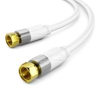 deleyCON 10 m 4K SAT TV Antenna Cable Coaxial Cable F-Connector HDTV | 4-way shielding, DVB-S, DVB-S2, radio DAB, DVB-T2, gold-plated metal connectors - white