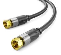 deleyCON 10 m 4K SAT TV Antenna Cable Coaxial Cable F-Connector HDTV | 4-way shielding, DVB-S, DVB-S2, radio DAB, DVB-T2, gold-plated metal connectors - black