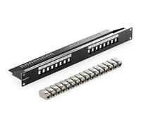 deleyCON 10" Patchpanel 16 Port 1HE + 16x CAT6a Keystone Modul Kupplung Kabel Verbinder