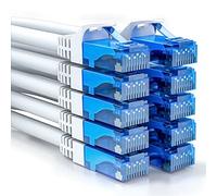 deleyCON 10x 0.5m (1.64 ft.) CAT6 Network Cable Set - U-UTP RJ45 CAT-6 LAN Cable Patch Cable Ethernet Cable DSL Switch Router Modem Repeater Patch Panel - White