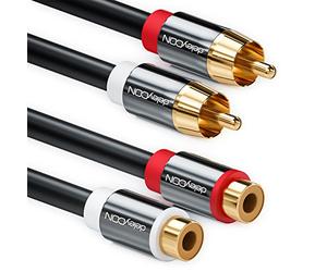 deleyCON 12.5 RCA Extension Cinch Cable Stereo Audio Cable 2x RCA Male to 2x RCA Female - Black