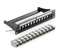 deleyCON 12 Ports CAT 8 Patchpanel Distribution Range Patch Panel 10 Inch 1U + 12 x RJ45 CAT8 Keystone Jack Module 40 Gbit/s 2000 MHz Compatible with CAT7 CAT-8 Ethernet Network Installation Cable