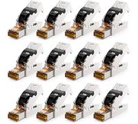 deleyCON 12x CAT 6a Network Connector RJ45 with LSA Connection Tool Free for Rigid Installation Cables LAN Cable Network cable RJ45 Connector Shielded CAT6a Metal Housing 10Gbit/s