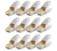 deleyCON 12x CAT 7 Network Connector RJ45 Tool-Free Shielded 10 Gbit/s 600 MHz Network Connector for Rigid Installation Cable Raw Cable Connector RJ45 Ethernet LAN DSL Patch Cable
