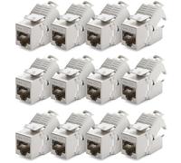 deleyCON 12x CAT6a Keystone Jack Module Patch Cable Network Cable Connector STP Shielded RJ45 Connector Network Socket Patch Panel Keystone Mounting Extension