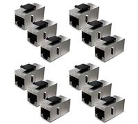 deleyCON 12x CAT6a Keystone Module Patch Cable Clutch Interconnects Shielded 2x RJ45 Socket Network Patch Panel Keystone Bracket Extension