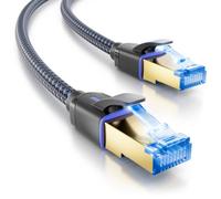 deleyCON 15 m CAT 8 Network Cable (40 Gbit/s, Nylon, 100% Copper) S/FTP PIMF - Gigabit Ethernet Patch Cable LAN Cable - RJ45 Connector for CAT8 CAT7 CAT6 POE PS5 Router PC Laptop - Black