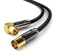 deleyCON 15m (49.21 ft.) TV Antenna Cable Coaxial Cable Gold-Plated Connector 1x Straight 1x 90° Angle Metal Connector UltraHD FullHD HDTV - Black
