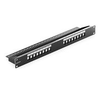 deleyCON 16 Port Patch Panel Modular for Keystone Module 1 U 19 Inch Rack Installation Compatible CAT5 CAT6 CAT7 CAT8 LAN Network Installation Cable Black