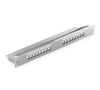 deleyCON 16 Port Patch Panel Modular for Keystone Module 1 U 19 Inch Rack Installation Compatible CAT5 CAT6 CAT7 CAT8 LAN Network Installation Cable Grey