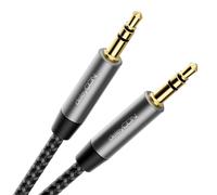 deleyCON 1m (3.28 ft.) Nylon 3.5mm Jack Audio Stereo AUX Cable Metal Connector Mobile Phone Smartphone Tablet Headphones HiFi Receiver - Black