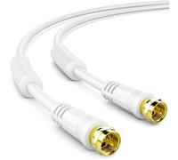 deleyCON 1m (3.28 ft.) SAT TV Antenna Cable Coaxial Cable HDTV Quad Shield DVB-S DVB-S2 Radio DAB Sheath Current Filter Ferrite Core - White