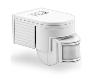 deleyCON 1x Infrared Motion Detector Surface Wall Mounting Inside Outside Splash-Proof Rotatable Tiltable 180° Working Area 12m Range White