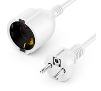 deleyCON 2 m Electric Extension Cable with Safety Plug Type F (CEE 7/4) to Socket (CEE 7/3) Touch Protection for TV, PC, Projector - White